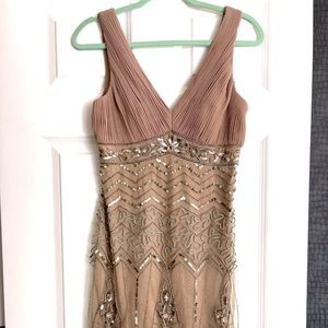 Sue Wong Cocktail Dress - Size 6 - Color deep rose/tan/brown
